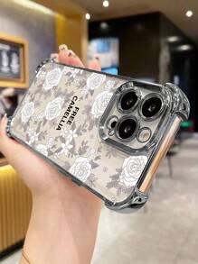 1 Stück neue Rose Malerei, elektroplattierter Vier-Ecken-Airbag stoßfester/verstärkter transparenter TPU Schutzhülle kompatibel mit iPhone/16 Pro Max/16 Pro/16/13 Pro Max/12 Pro Max 11, 15 Pro Max, 14 Pro Max/Galaxy, SAM/Honor/Note 13 Pro/S23 Ultra/S24 Ultra, internationale Version, nicht die Inlandsversion - Silber - Übersicht 3