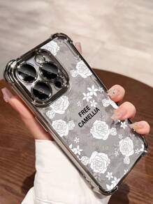 1 Stück neue Rose Malerei, elektroplattierter Vier-Ecken-Airbag stoßfester/verstärkter transparenter TPU Schutzhülle kompatibel mit iPhone/16 Pro Max/16 Pro/16/13 Pro Max/12 Pro Max 11, 15 Pro Max, 14 Pro Max/Galaxy, SAM/Honor/Note 13 Pro/S23 Ultra/S24 Ultra, internationale Version, nicht die Inlandsversion - Silber - Übersicht 2