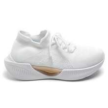 Sports Shoe With Thick Sole And Embossed Details - White - View 2
