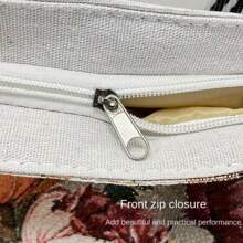 Women  Style Tote Bag Embroidery Shoulder Bag Ladies Cotton Linen Shopping Handbag - B - View 2