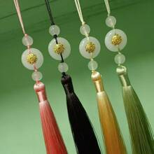 Mặt dây chuyền tua rua ngọc bích trắng mới cổ xưa trang sức phong cách quốc gia tua rua tơ tằm quà tặng tốt nhất - Nhiều màu - Xem 2