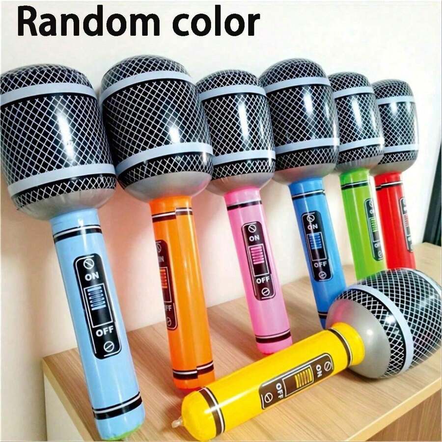 6 piezas, Micrófono inflable de accesorios, Juguetes de PVC, Decoración de escenario de actuación de micrófono, Accesorios inflables para fiestas, Regalos de globos