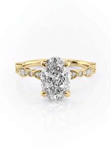 1 件 1 克拉闪亮椭圆形订婚戒指 结婚戒指 女士 925 纯银承诺戒指 永恒戒指 精美珠宝礼物