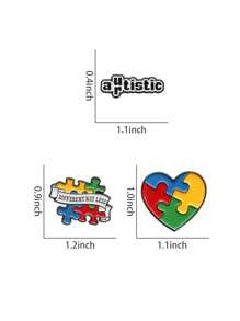 3 件自闭症拼图珐琅别针定制教导爱希望激励胸针翻领徽章背包配件送给朋友的礼物 - 彩色 - 查看 7