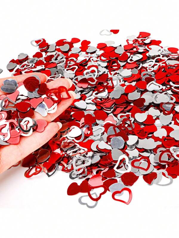 30g Red Heart Confetti - Glitter Plastic Metallic Foil Sequins For Proposal, Wedding, Anniversary Celebrations, Mother's Day, Valentine's Day & Engagement Party Table Decorations
