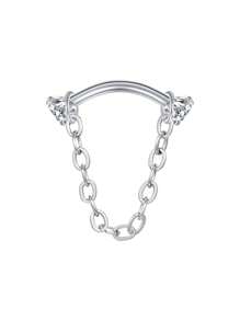 CIZME 1PC 16G Rook Piercing Jewelry Silvery Golden Stainless Steel Eyebrow Piercing Jewelry Crystal Heart CZ Moon Water-Drop Shape Opal Cubic Zirconia Eyebrow Rings Eyes Rook Earrings For Women Valentines,Mom,Mother,Mother's Day,Gift - Gold + Silver - View 16