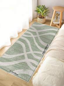 1 Piece Of Faux Cashmere Living Room Carpet Printed With Light Green Lines. Suede Delicate, Pleasant To The Touch, Non-Slip Washable Area Rug For Bedroom, Can Be Used In Living Room, Bedroom Bedside Carpet, Door Mat, Room Decoration. Suitable For Different Seasons Of Spring, Summer, Autumn And Winter.