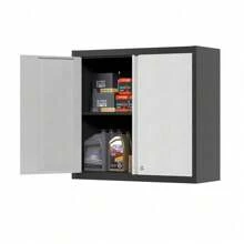 Metal Wall Cabinets For Storage With Lock,Steel Garage Hanging Cabinet With 1 Adjustable Shelf And 2 Doors,Garage Cabinet Upper,Wall Mounted Metal Cabinet For Office And Home - Black and White - View 1
