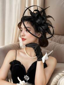 1件装女士精美茶会帽、女士发带和发夹、肯塔基德比帽、女士情人节帽 - 彩色 - 查看 12