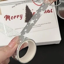 银色星形装饰和纸胶带，多用途遮蔽胶带，Ins 风格银色胶带贴纸