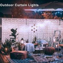 1pc 3x1m/3x3m 100/300 LED Copper Wire Curtain Lights, Waterproof Fairy Lights With USB Remote For Party Decorations - White - View 5