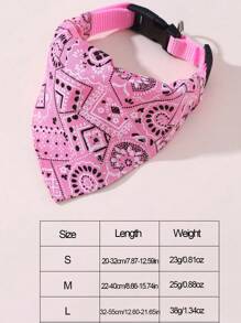 1pc Adjustable Printed PU Triangle Pet Bib For Medium-Sized Dogs Including Leash Hook - Pink - View 2