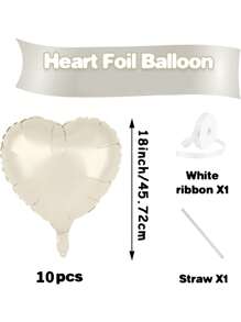 10pcs/Set 18inch Heart Shaped Foil Balloon In Gold, White, Red, Pink, Blue, Cream, Light Gold, Black - Perfect For Birthday Party, Wedding, Valentine's Day, Anniversary, Bridal Shower, New Year Party Decoration, Room Decor, Photo Props - Multicolor - View 26