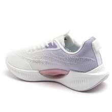 Lightweight Sports Shoe With Padded Sole And Embossed Patterns - Purple - View 3