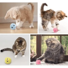Juguete de peluche interactivo con pelota para gatos - Juguete de entrenamiento divertido con sonido chirriante para mascotas