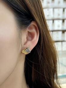 1 Par de aretes con diseño de panal de abeja de plata esterlina 925 y cobre vintage desgastados, apropiados para uso diario