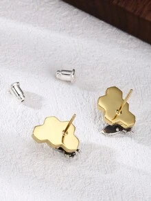 1 Par de aretes con diseño de panal de abeja de plata esterlina 925 y cobre vintage desgastados, apropiados para uso diario