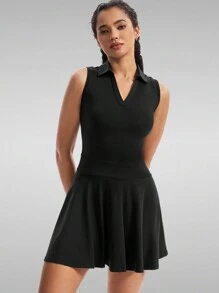 Blaosn Golf Tennis Dress  Dresses For Women With Pockets Shorts 2 Piece Sets Outfits For Sleeveless Workout Athletic Dresses - màu đen - Xem 2