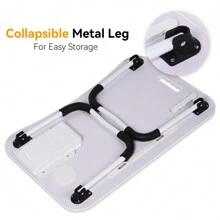 Escritorio para cama para computadora portátil, mesa plegable portátil para computadora portátil con puerto de carga USB, portavasos y cajón de almacenamiento, bandeja de escritorio para regazo para cama, sofá y piso, para escribir, leer o comer - Rosa - Ver 4