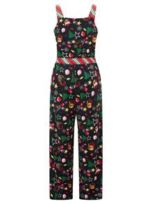 Womens Long Jumpsuit Overalls Casual Sleeveless 3D Print Baggy Romper Pants Holiday Costume - 混合色 - 查看 6