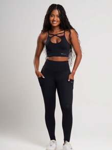 Women Sports Leggings - 黑色 - 查看 5
