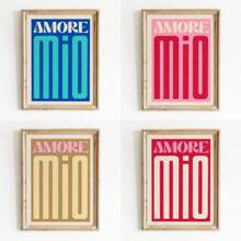 1pc Modern Colorful Print Amore Mio Poster Wall Art Love Canvas Painting For Living Room Home Decor Valentine's Day Gift Idea No Frame, Valentine's Day