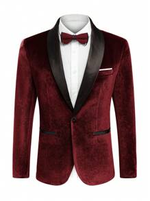 Blazer casual da uomo, maniche lunghe, con tasche, chiusura con bottoni, in tinta unita con inserti