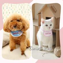 Rokhevn 1pc Personalized Cute Pet Bib/Scarf With Name, Suitable For Medium & Small Dogs And Cats, Birthday Gift