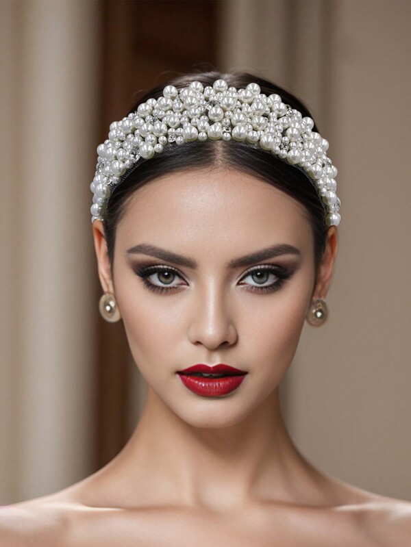 1 Pieza Diadema Elegante de Imitación de Perla, Accesorio de Pelo Lujoso Hecho a Mano para Uso Diario, Modelo A210, Diadema, Aros de Pelo