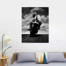 1 张帆布海报，黑骑士海报，摩托车，摩托车骑士绘画海报，适用于卧室、办公室、客厅、咖啡厅、酒吧、墙壁装饰、家居装饰、车库装饰，无框架 - 彩色 - 查看 7