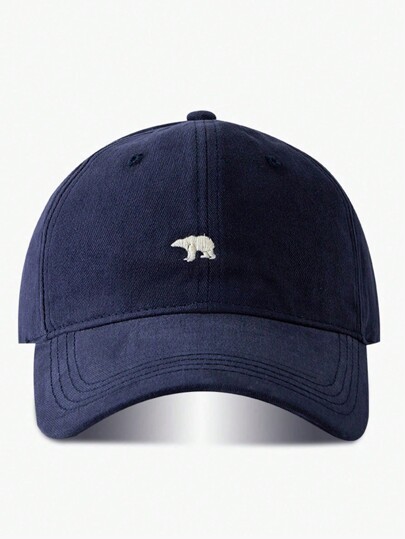 1 gorra de béisbol de moda gruesa azul marino con bordado de oso, ideal para uso casual al aire libre