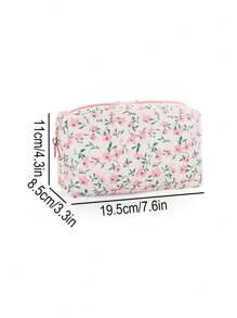 1 Stück vintage Blumenmuster weiches Kosmetiktäschchen, kreatives Design mit großer Öffnung als Kosmetik Aufbewahrungstasche - geräumig und mit geschmackvollem Reißverschluss, geeignet für Reise-Utensilien, Tischdekoration, Urlaub am Strand, Badezimmer, Schlafzimmer, großes Fassungsvermögen
