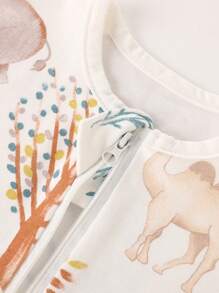 cottgoods 1pc Cartoon Print Baby Anti-Startle Sleeping Bag, Skin-Friendly Soft