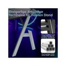 LILIIN 120/ 140/ 160 x 60cm Gaming Tisch Gamer Schreibtisch A-förmiger Computertisch mit RGB LED-Licht, Kohlefaseroberfläche Ergonomischer Eckschreibtisch mit Getränkehalter und Kopfhörerhaken