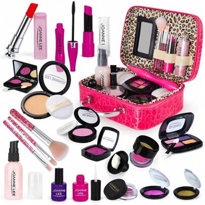 Pretend Makeup Kit For Girls, Kids Pretend Play Makeup Set - With Cosmetic Bag For Birthday Christmas, Toy Makeup Set For Toddler, Little Girls Age 3+(Not Real Makeup)