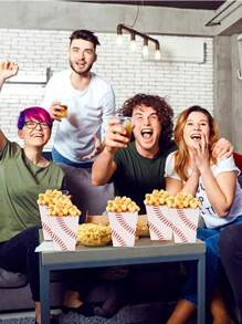 10 piezas Caja de papel con estilo de béisbol para palomitas de maíz, caja contenedora de alimentos, suministros de decoración para fiestas de cumpleaños, día de San Valentín, eventos deportivos y noches de cine familiar con tema de competencia deportiva