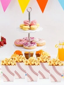 10 piezas Caja de papel con estilo de béisbol para palomitas de maíz, caja contenedora de alimentos, suministros de decoración para fiestas de cumpleaños, día de San Valentín, eventos deportivos y noches de cine familiar con tema de competencia deportiva