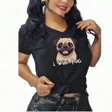 PLAYERA dama I LOVE PUG DOGS - Negro - Ver 1
