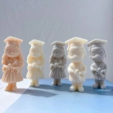 Small Size Graduation Girl Boy Figurine Silicone Candle Mold Female Graduate Statue Silicone Molds Graduation Gift - Pink - View 10