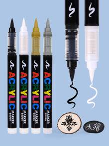 GuangNa 12支/套黑白丙烯颜料马克笔，共240色。水性涂鸦笔，适用于黑色卡纸、木材、画布、石头、岩石绘画、玻璃和陶瓷表面。是DIY工艺品、艺术项目和文具的理想之选。 - 彩色 - 查看 2