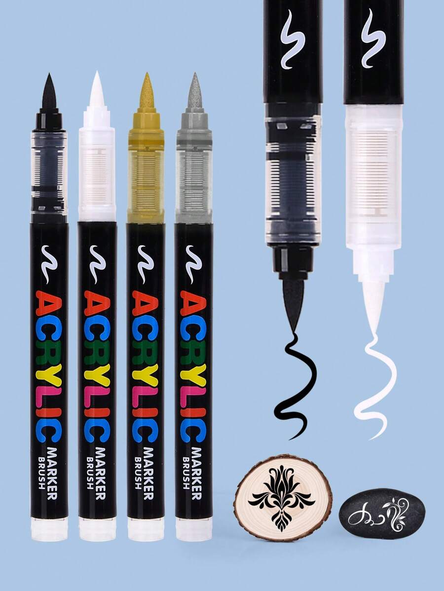 GuangNa 12支/套黑白丙烯颜料马克笔，共240色。水性涂鸦笔，适用于黑色卡纸、木材、画布、石头、岩石绘画、玻璃和陶瓷表面。是DIY工艺品、艺术项目和文具的理想之选。