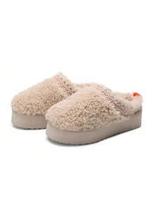 Women's Slipper Boots Short Ankle Platform Heighten Faux Fur Lining Snow Slippers Classic EVA Anti-Slip Outdoor Winter Furry Fuzzy Shoes For Valentine's Day Gift - 米色 - 查看 7