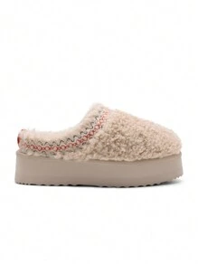 Women's Slipper Boots Short Ankle Platform Heighten Faux Fur Lining Snow Slippers Classic EVA Anti-Slip Outdoor Winter Furry Fuzzy Shoes For Valentine's Day Gift - 米色 - 查看 10