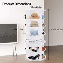 6/7-Tier Rotating Shoe Rack Tower, 360° Spinning Shoe Organizer Carousel, Vertical Shoe Display For Closet Storage, Holds 24/28+ Pairs (White) - trắng - Xem 5