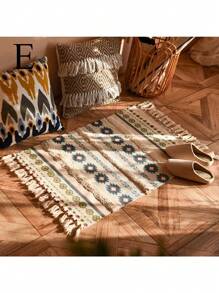 1PC Nordic Tassel Knit Rug Carpet Small Rug 60x90cm Bedroom Kitchen Rugs Living Room Washable Mat Boho Retro Home Decoration - Multicolor - View 1