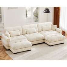 Beige+2 Ottomans