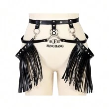 女式性感皮革腰带流苏朋克背带金属身体笼