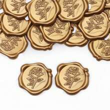 20 张玫瑰蜡封贴纸，花卉图案自粘信封封口贴纸，适用于婚礼请柬，蜡封贴纸非常适合信封、请柬、礼品包装、剪贴簿（酒红色、珍珠粉色） - 彩色 - 查看 9