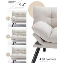 Futon Sofa Bed, 71" Comfy Loveseat Sleeper With Adjustable Backrest Armrest, Thick Padded Cushion, Small 2 Seater Futon Couch For Living Room Bedroom (Cream White) - 乳白色 - 查看 4