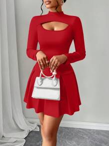 Amarilo 秋冬粉色镂空设计迷你连衣裙